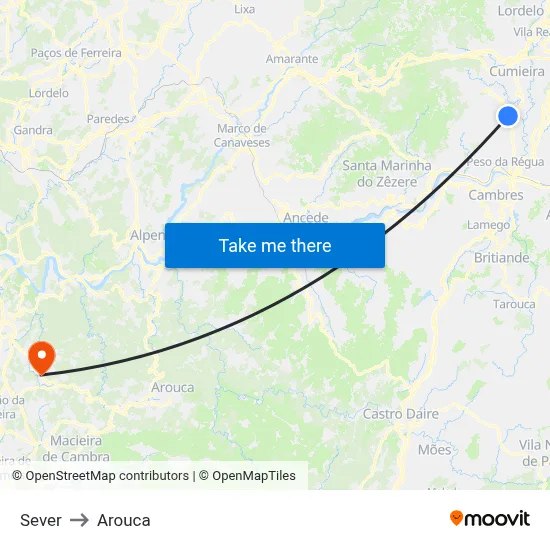 Sever to Arouca map