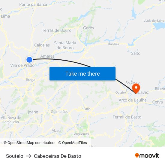 Soutelo to Cabeceiras De Basto map