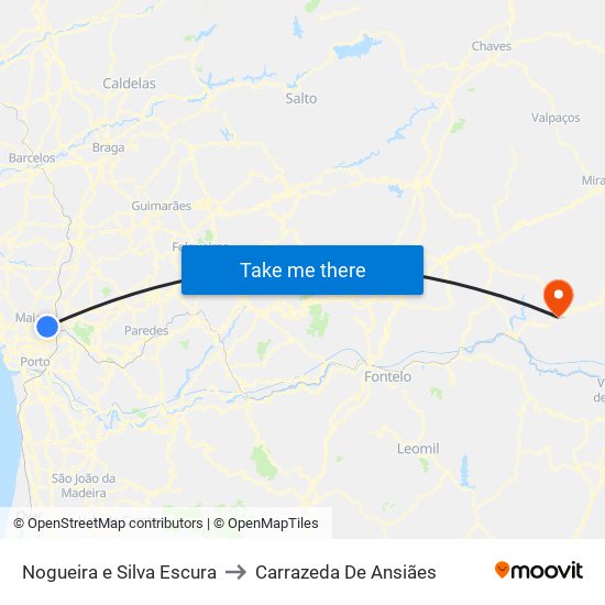 Nogueira e Silva Escura to Carrazeda De Ansiães map