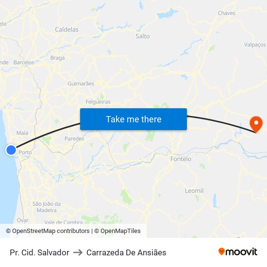 Pr. Cid. Salvador to Carrazeda De Ansiães map