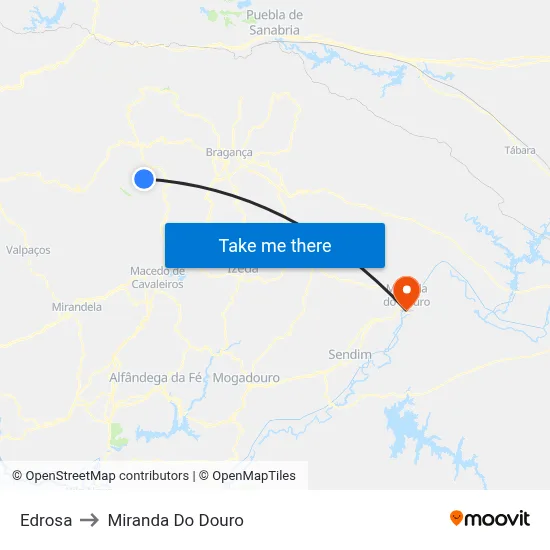 Edrosa to Miranda Do Douro map