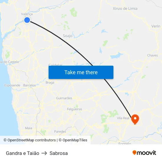 Gandra e Taião to Sabrosa map