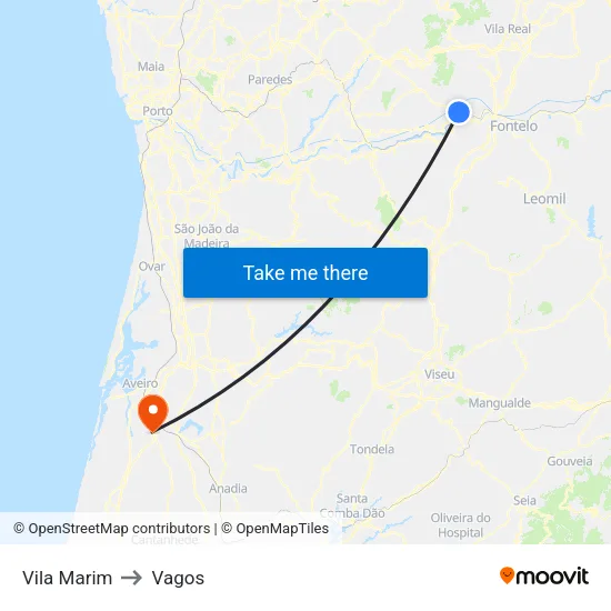 Vila Marim to Vagos map