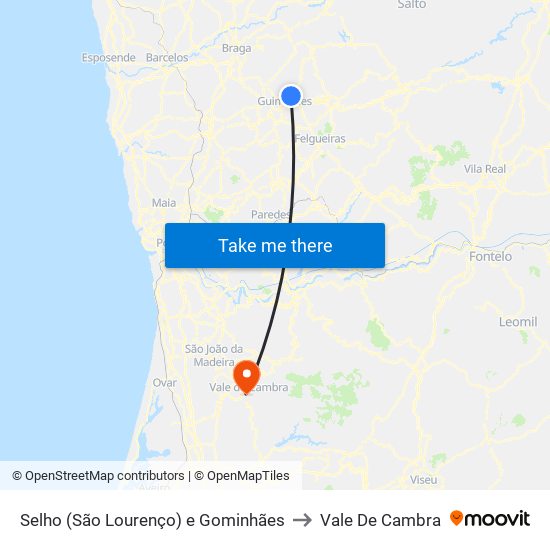 Selho (São Lourenço) e Gominhães to Vale De Cambra map