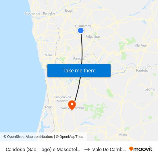 Candoso (São Tiago) e Mascotelos to Vale De Cambra map