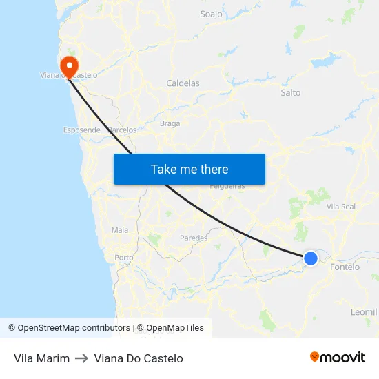 Vila Marim to Viana Do Castelo map