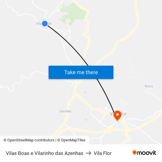 Vilas Boas e Vilarinho das Azenhas to Vila Flor map