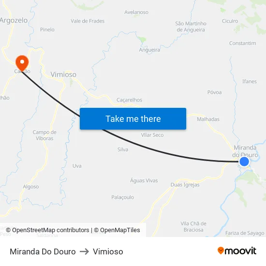 Miranda Do Douro to Vimioso map