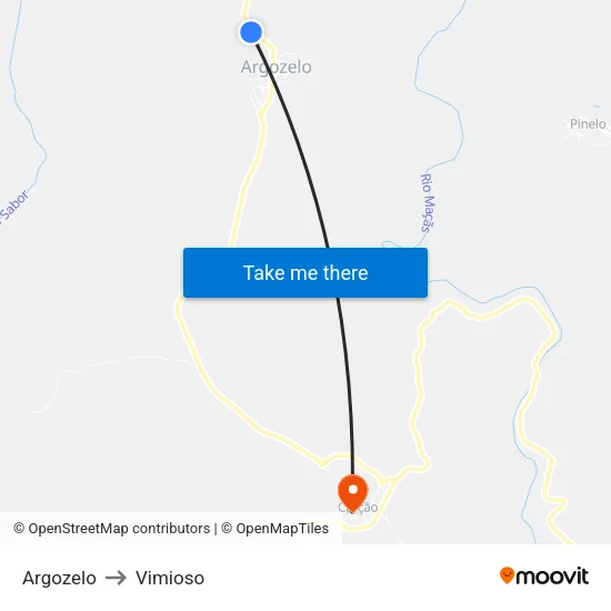 Argozelo to Vimioso map