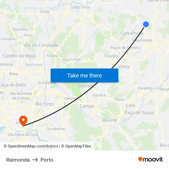 Raimonda to Porto map