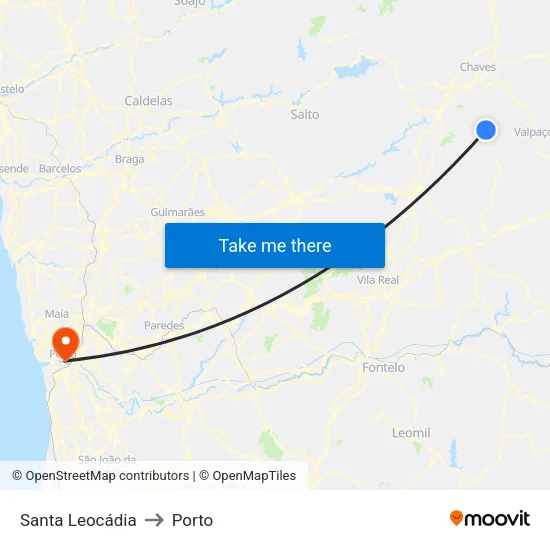 Santa Leocádia to Porto map