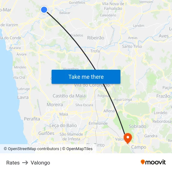 Rates to Valongo map