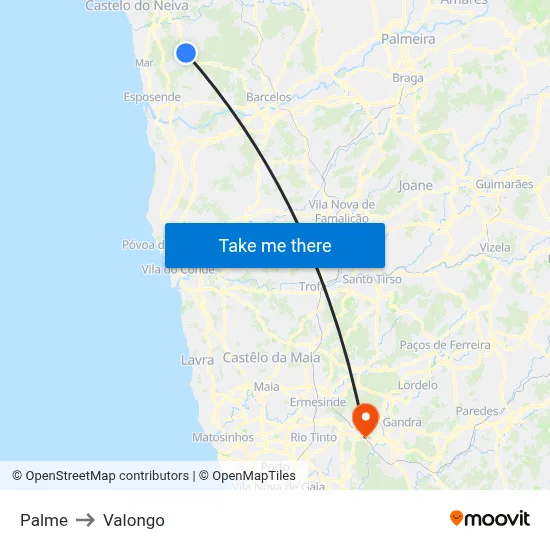 Palme to Valongo map