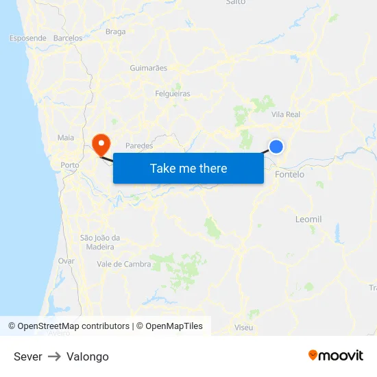 Sever to Valongo map