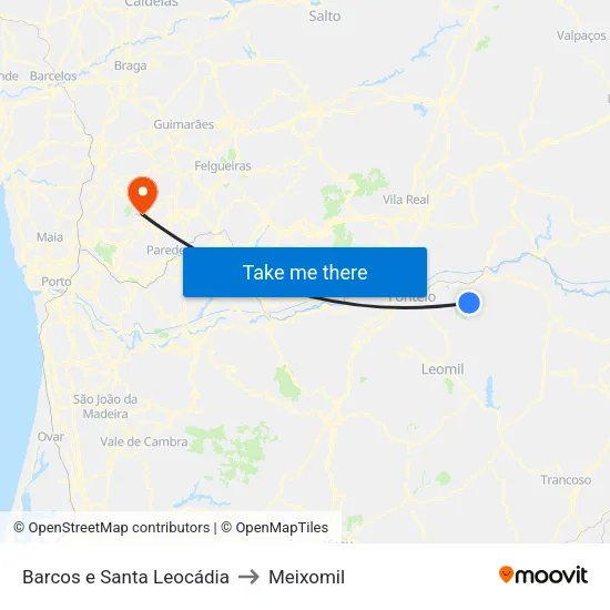 Barcos e Santa Leocádia to Meixomil map