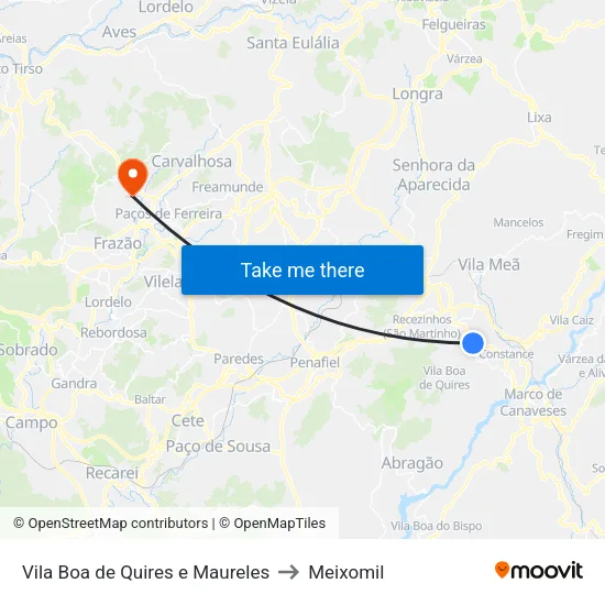 Vila Boa de Quires e Maureles to Meixomil map