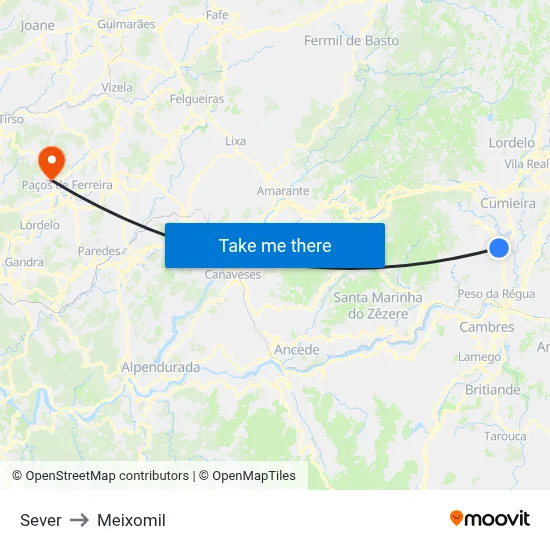 Sever to Meixomil map