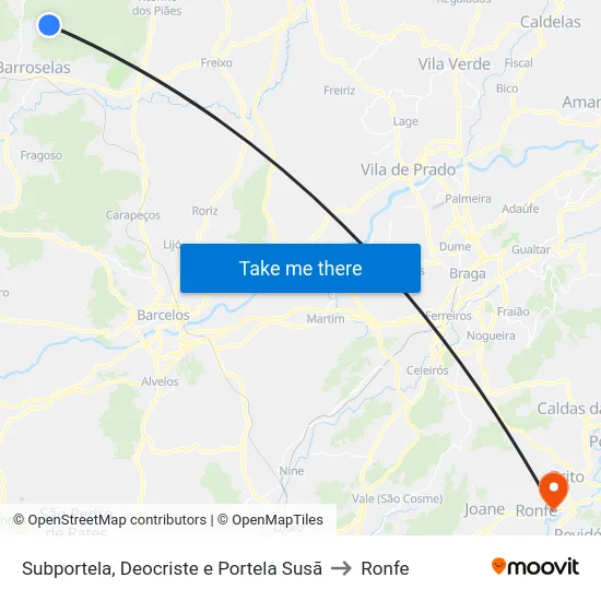 Subportela, Deocriste e Portela Susã to Ronfe map