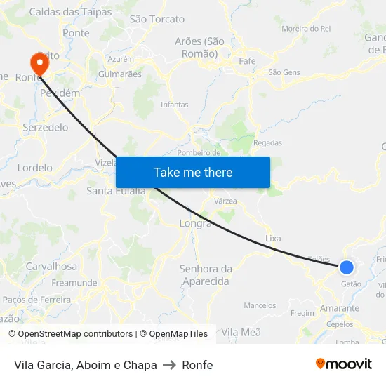 Vila Garcia, Aboim e Chapa to Ronfe map
