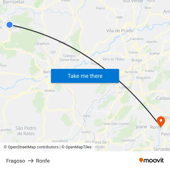 Fragoso to Ronfe map