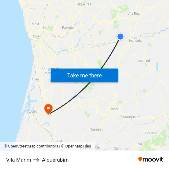 Vila Marim to Alquerubim map