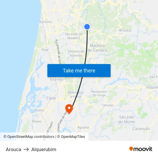 Arouca to Alquerubim map