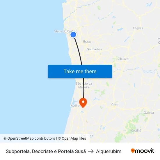 Subportela, Deocriste e Portela Susã to Alquerubim map
