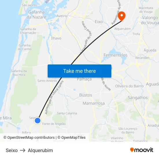 Seixo to Alquerubim map