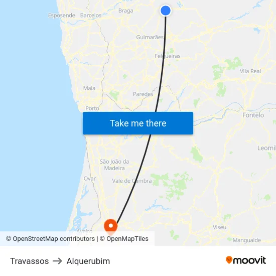 Travassos to Alquerubim map