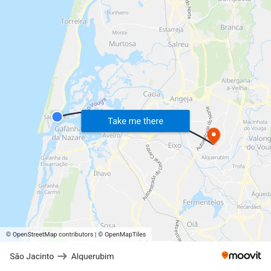 São Jacinto to Alquerubim map