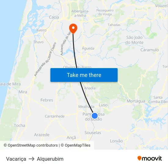 Vacariça to Alquerubim map