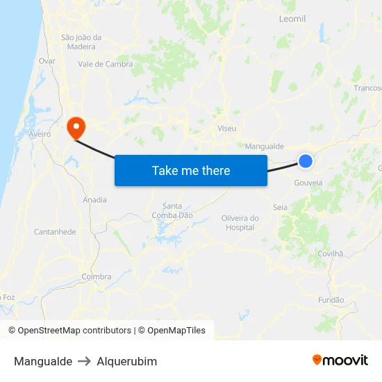 Mangualde to Alquerubim map