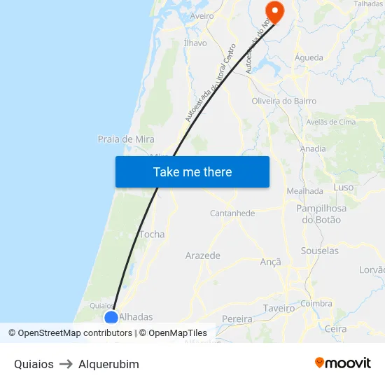 Quiaios to Alquerubim map