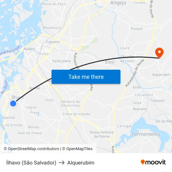 Ílhavo (São Salvador) to Alquerubim map