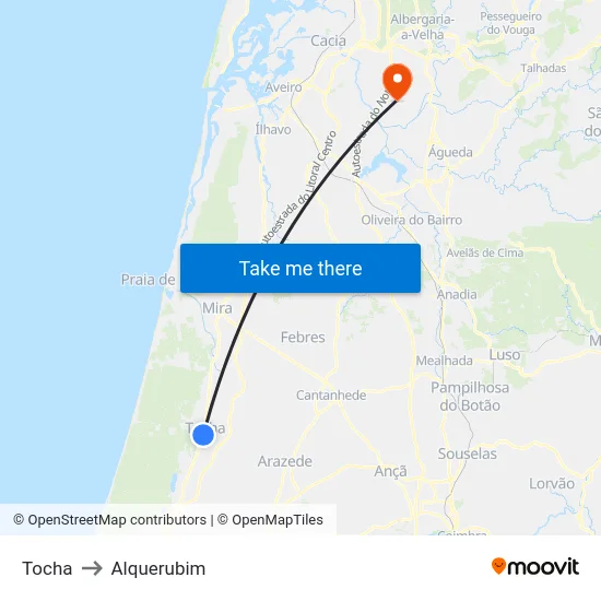 Tocha to Alquerubim map