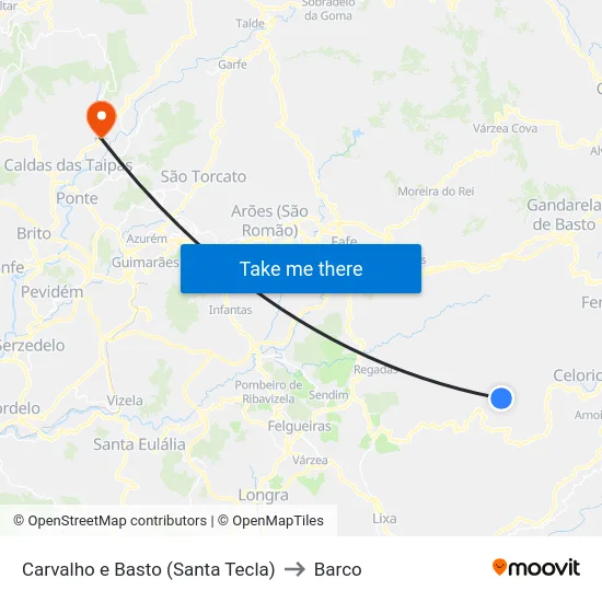 Carvalho e Basto (Santa Tecla) to Barco map