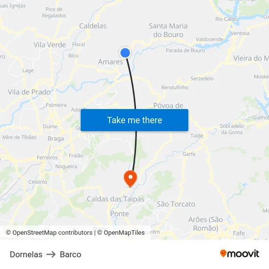 Dornelas to Barco map