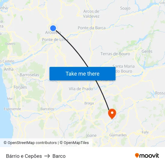 Bárrio e Cepões to Barco map