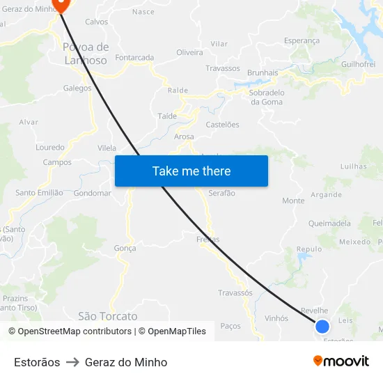 Estorãos to Geraz do Minho map