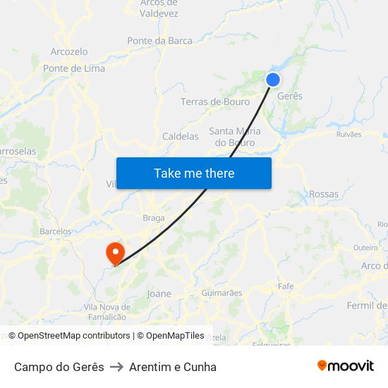 Campo do Gerês to Arentim e Cunha map