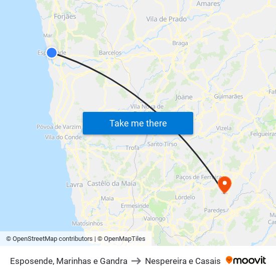 Esposende, Marinhas e Gandra to Nespereira e Casais map
