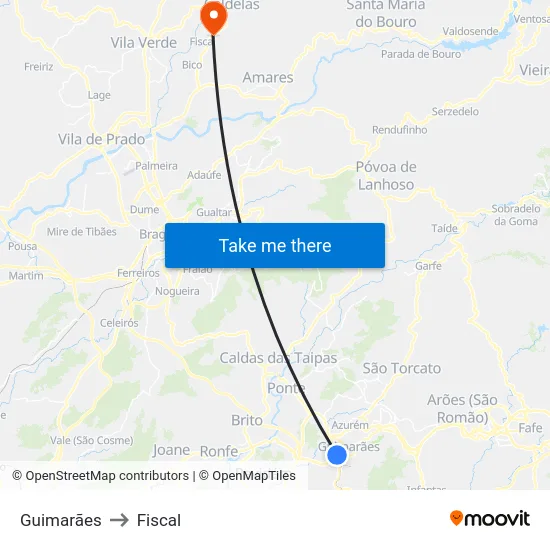 Guimarães to Fiscal map
