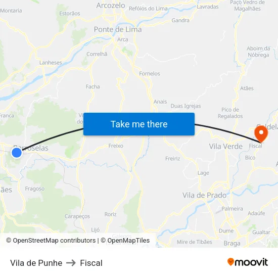 Vila de Punhe to Fiscal map