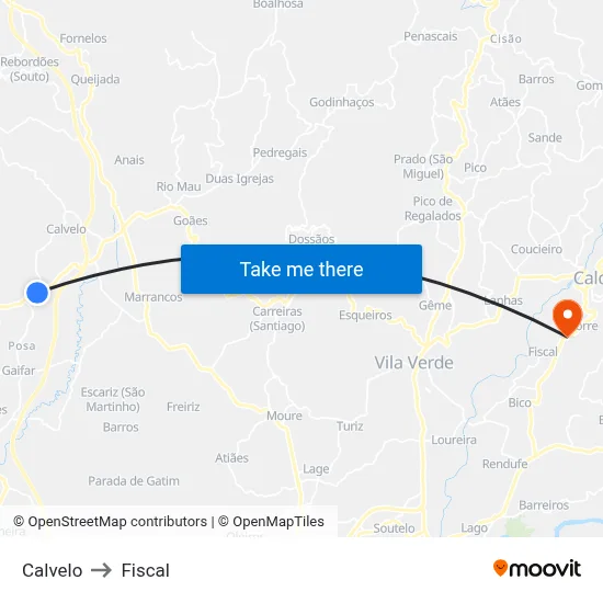 Calvelo to Fiscal map