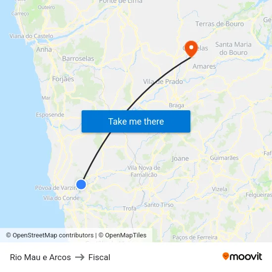 Rio Mau e Arcos to Fiscal map