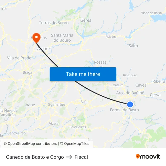 Canedo de Basto e Corgo to Fiscal map