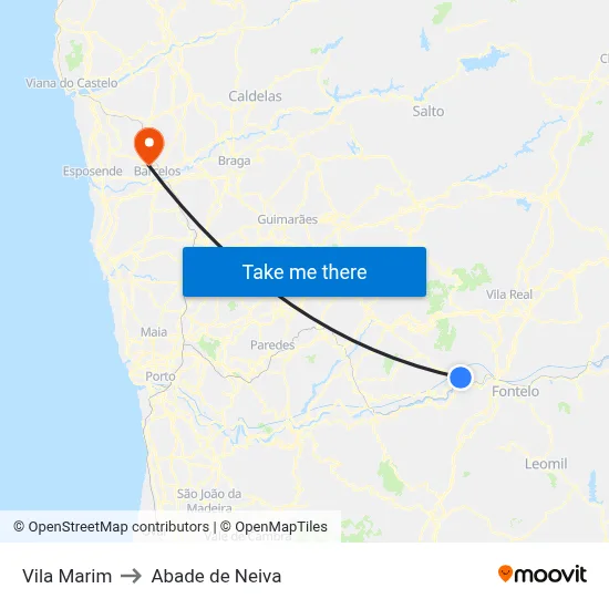 Vila Marim to Abade de Neiva map