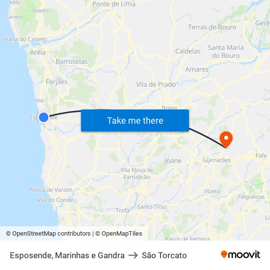 Esposende, Marinhas e Gandra to São Torcato map