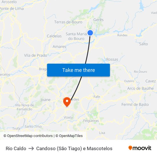 Rio Caldo to Candoso (São Tiago) e Mascotelos map