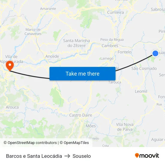 Barcos e Santa Leocádia to Souselo map
